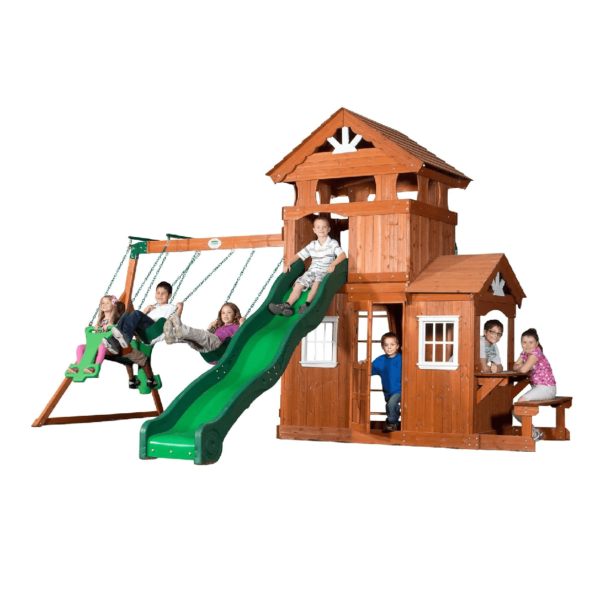 Montessori Backyard Discovery Swing Set With Playhouse Shenandoah