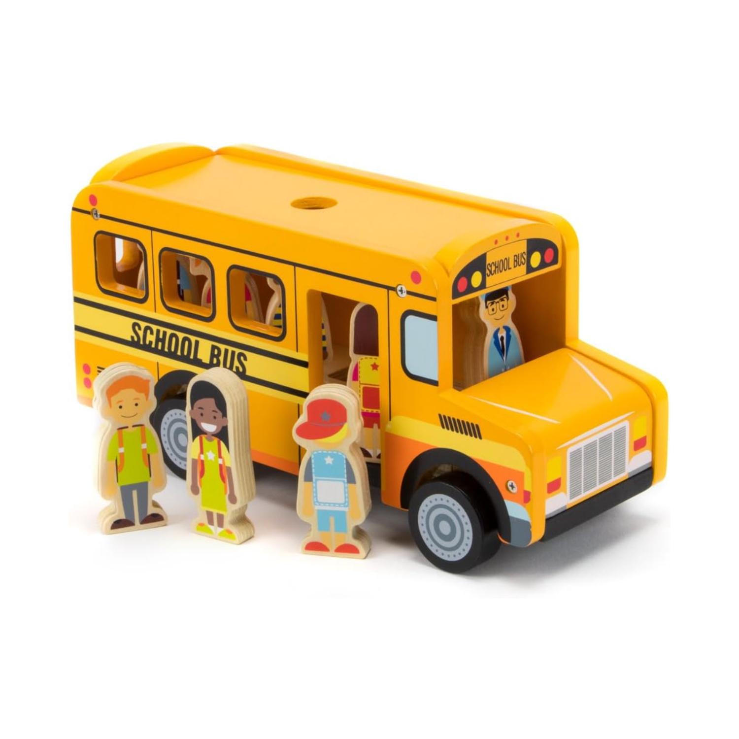 Montessori Imagination Generation Back to School Wooden Bus Toy
