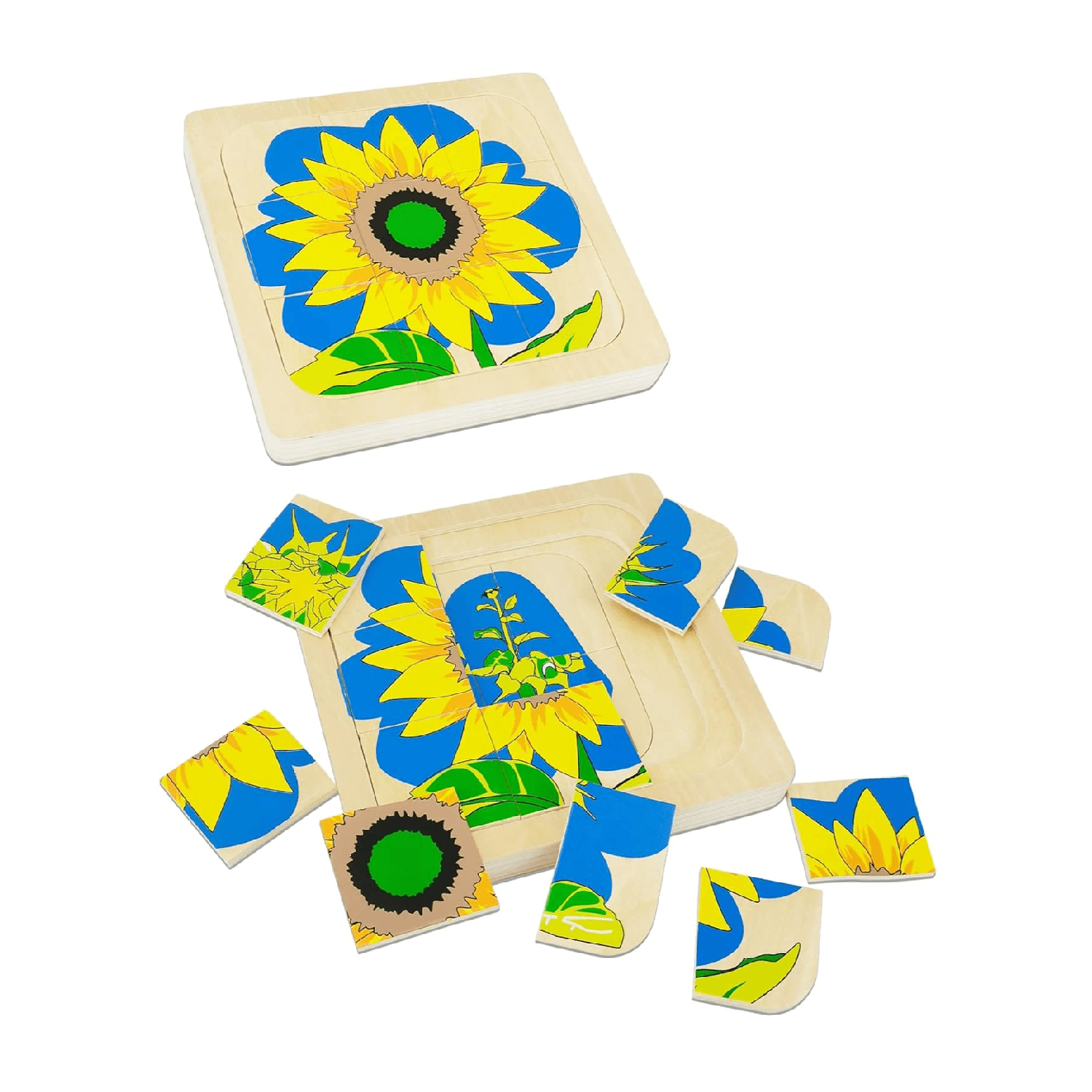 Montessori Xylolin Layer Puzzle Life Cycle of Sunflower