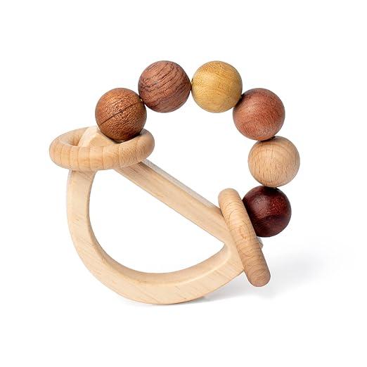 Montessori Busy Edition Wooden Baby Ring Rattle