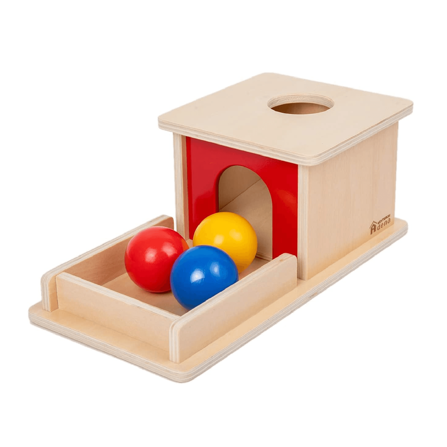 Montessori Adena Montessori Full Size Object Permanence Box With Tray Three Balls Classic