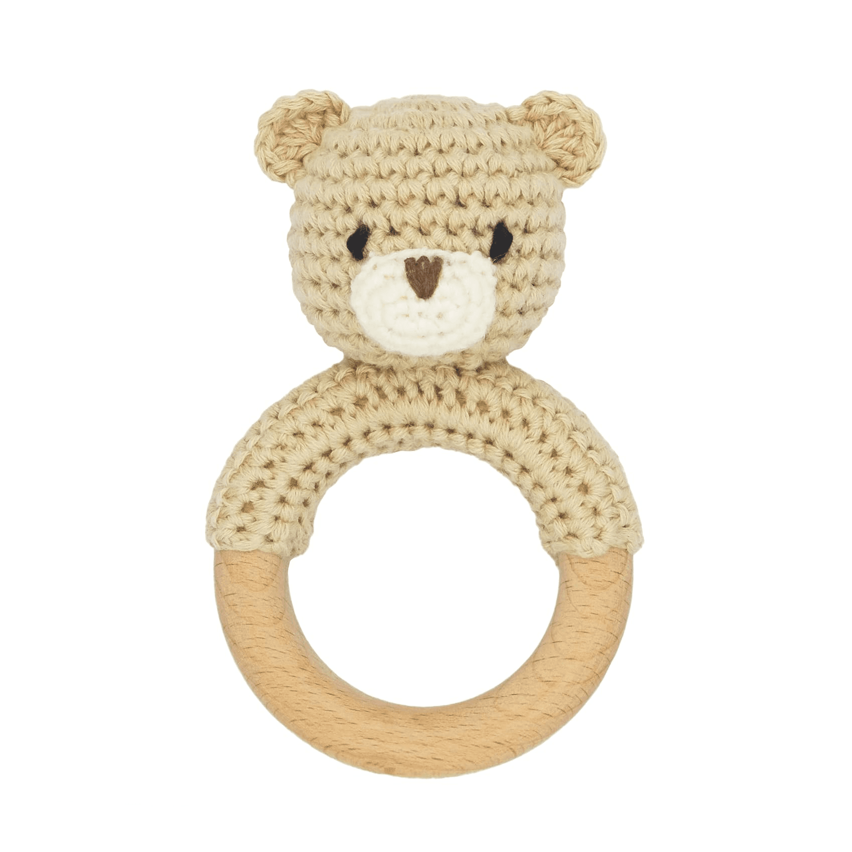 Montessori Joliecraft Wooden Baby Ring Rattle Bear