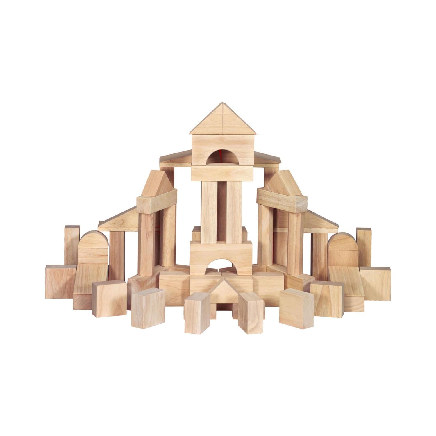 Montessori Melissa & Doug Standard Unit Solid Wood Building Blocks With Wooden Storage Tray