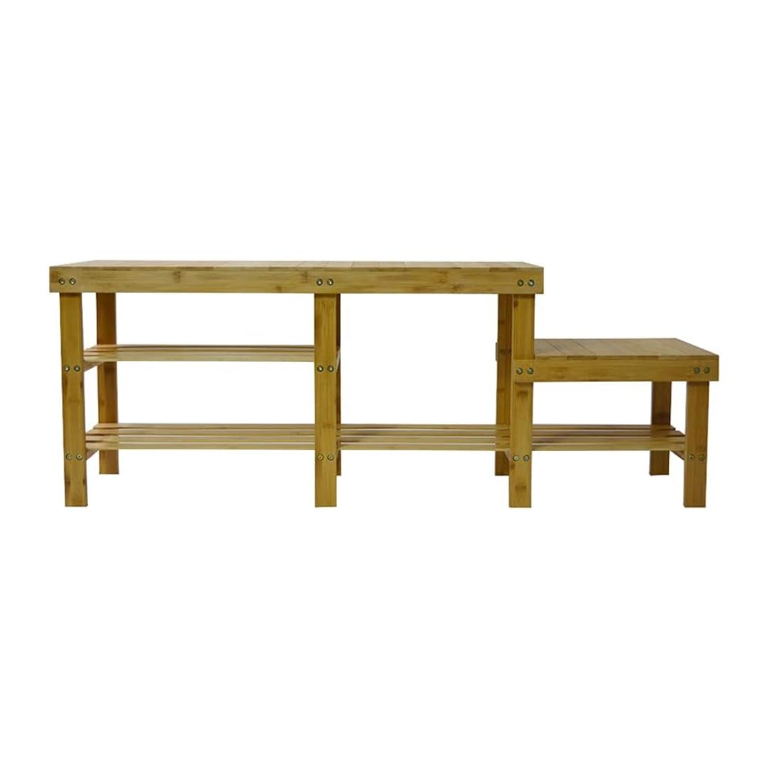 Montessori JTdiffer Bamboo Shoe Storage Entryway Bench With Kids Boot Compartment Wood