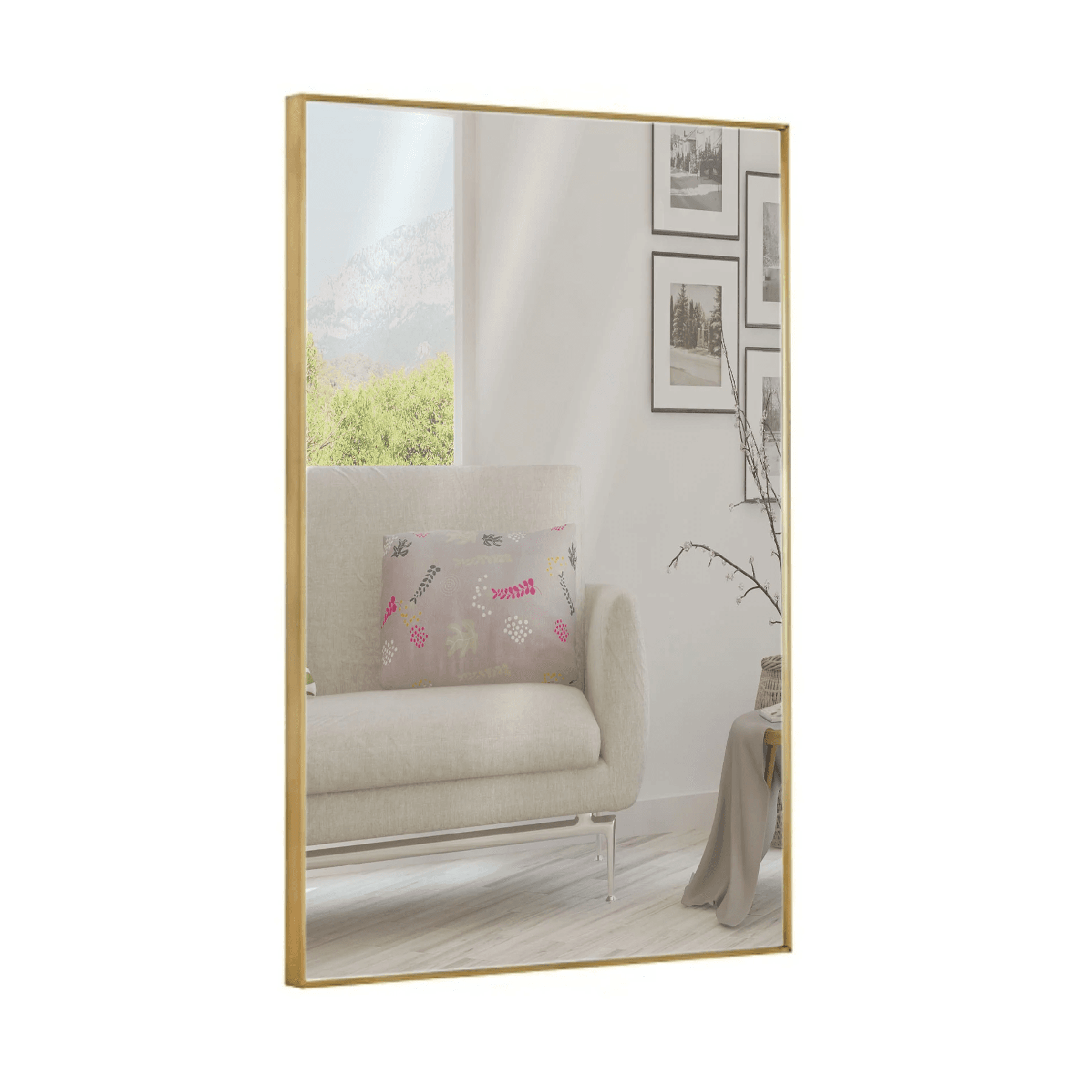 Montessori Hamilton Hills Wall Mounted Framed Mirror Gold 24 x 36 Inches
