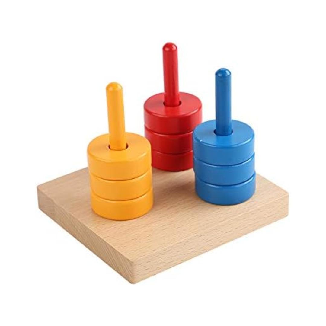 Montessori Adena Montessori Colored Discs on 3 Colored Dowels