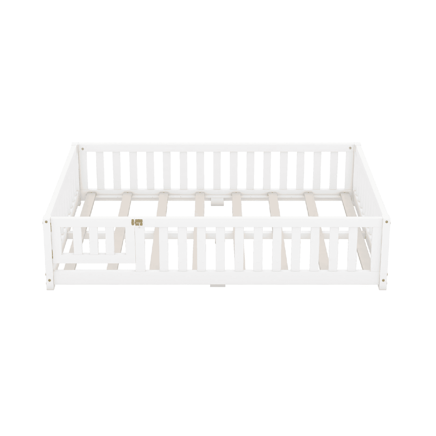 Montessori CITYLIGHT Full Size Floor Bed With Rails and Slats White