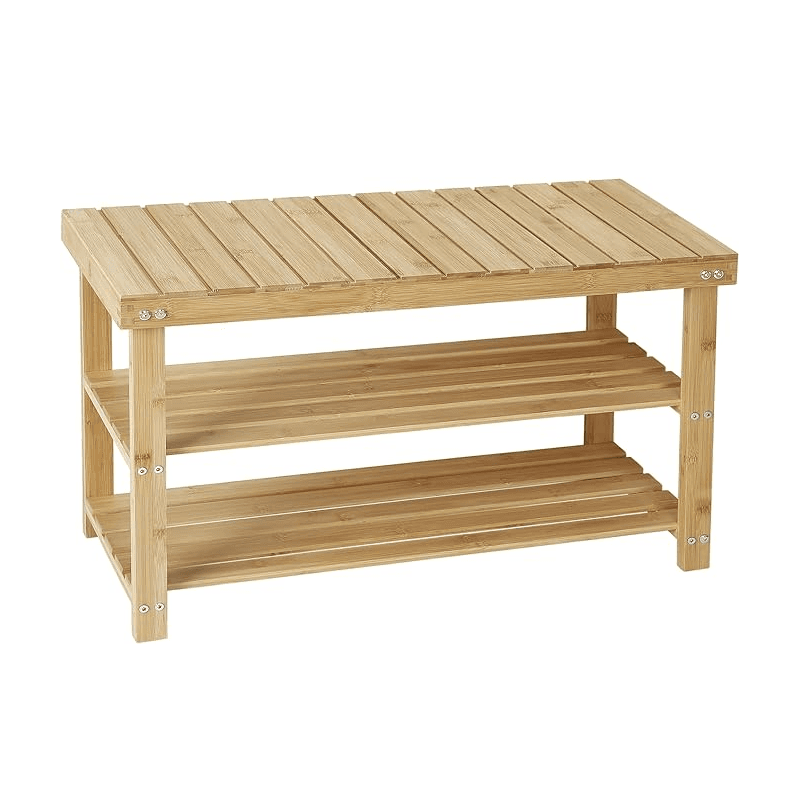 Montessori Ecomex Shoe Rack Bench for Entryway 3-Tier Natural