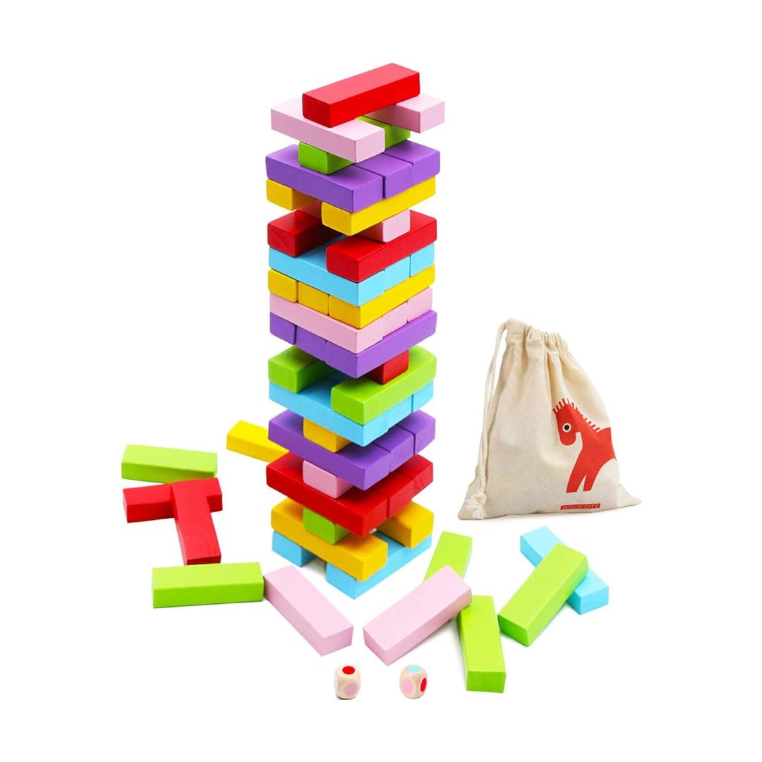 Montessori Gentle Monster Wooden Colorful Stacking Blocks Game