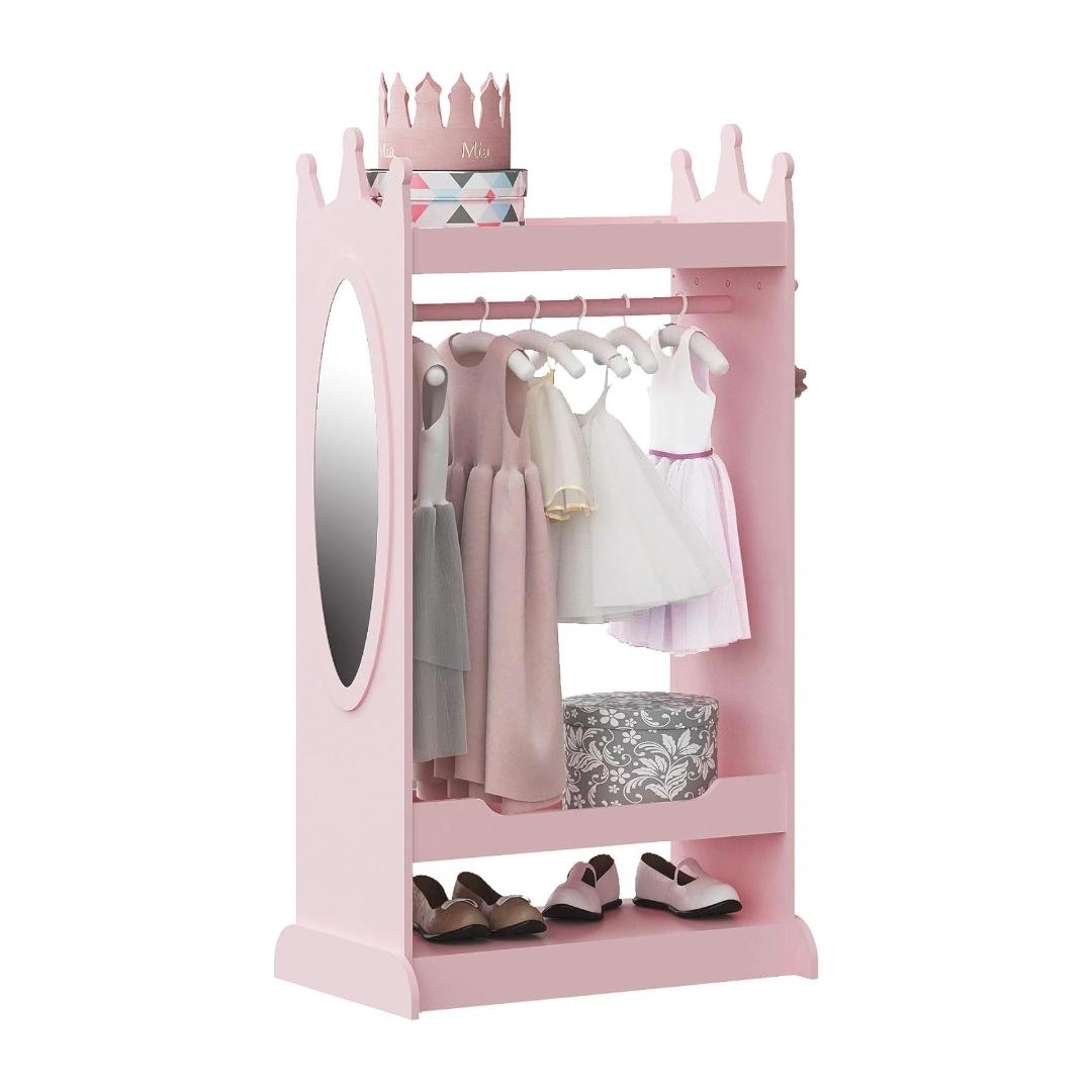 Montessori UTEX Kids Dress Up Storage With Mirror Pink