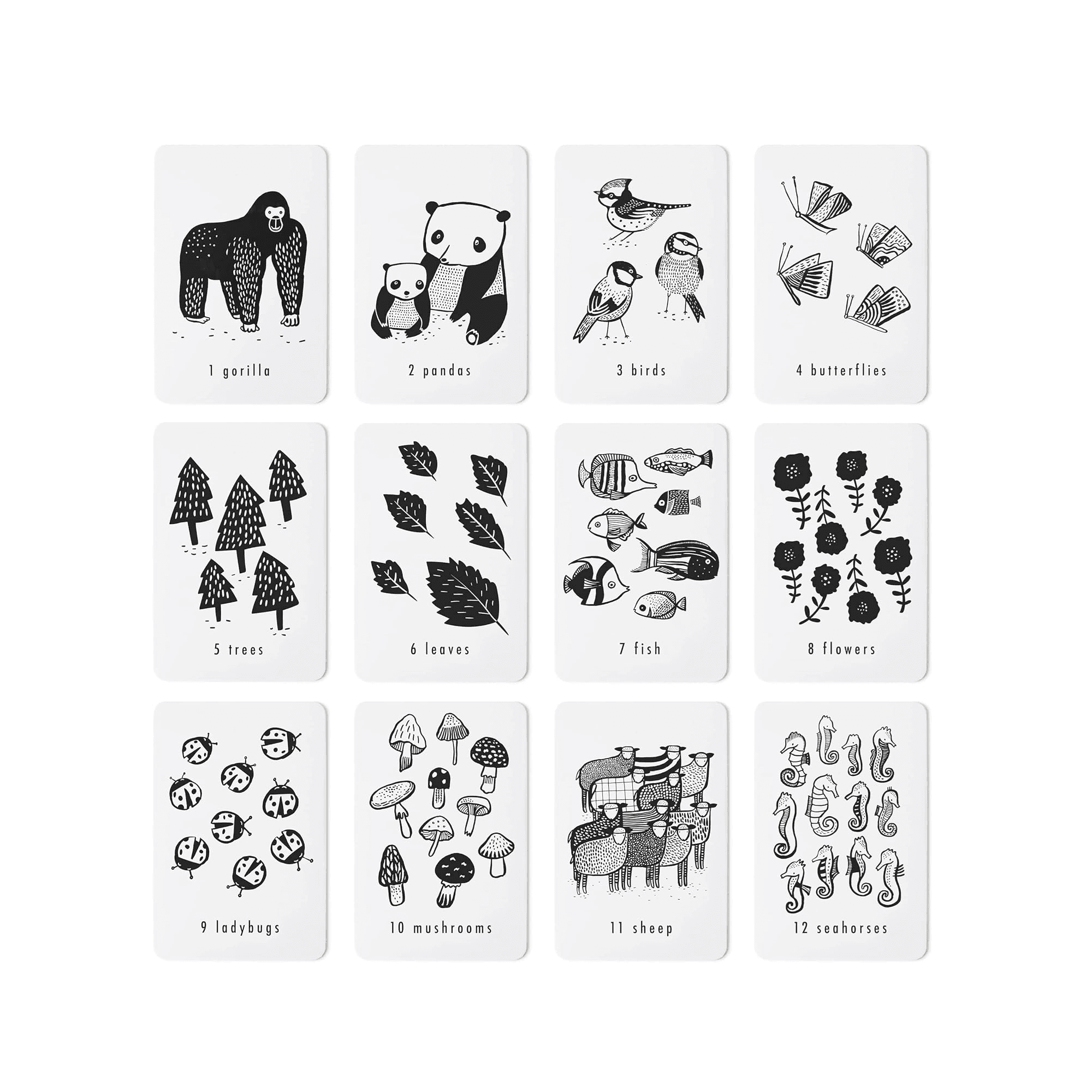 Montessori Wee Gallery Black and White Nature Number Cards