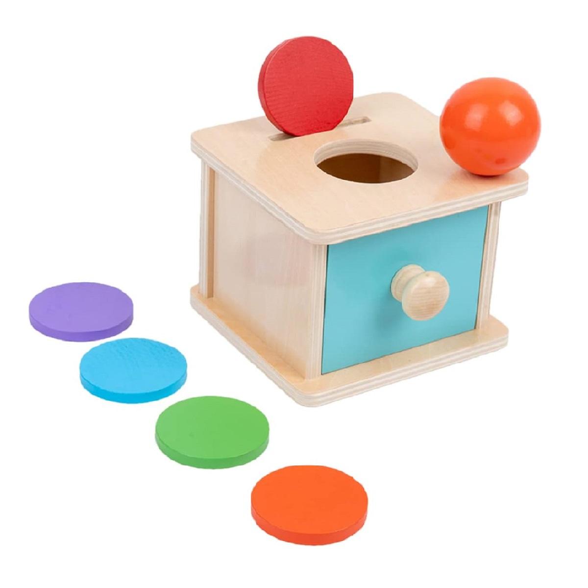 Montessori Adena Montessori Coin and Ball Box With Blue Door