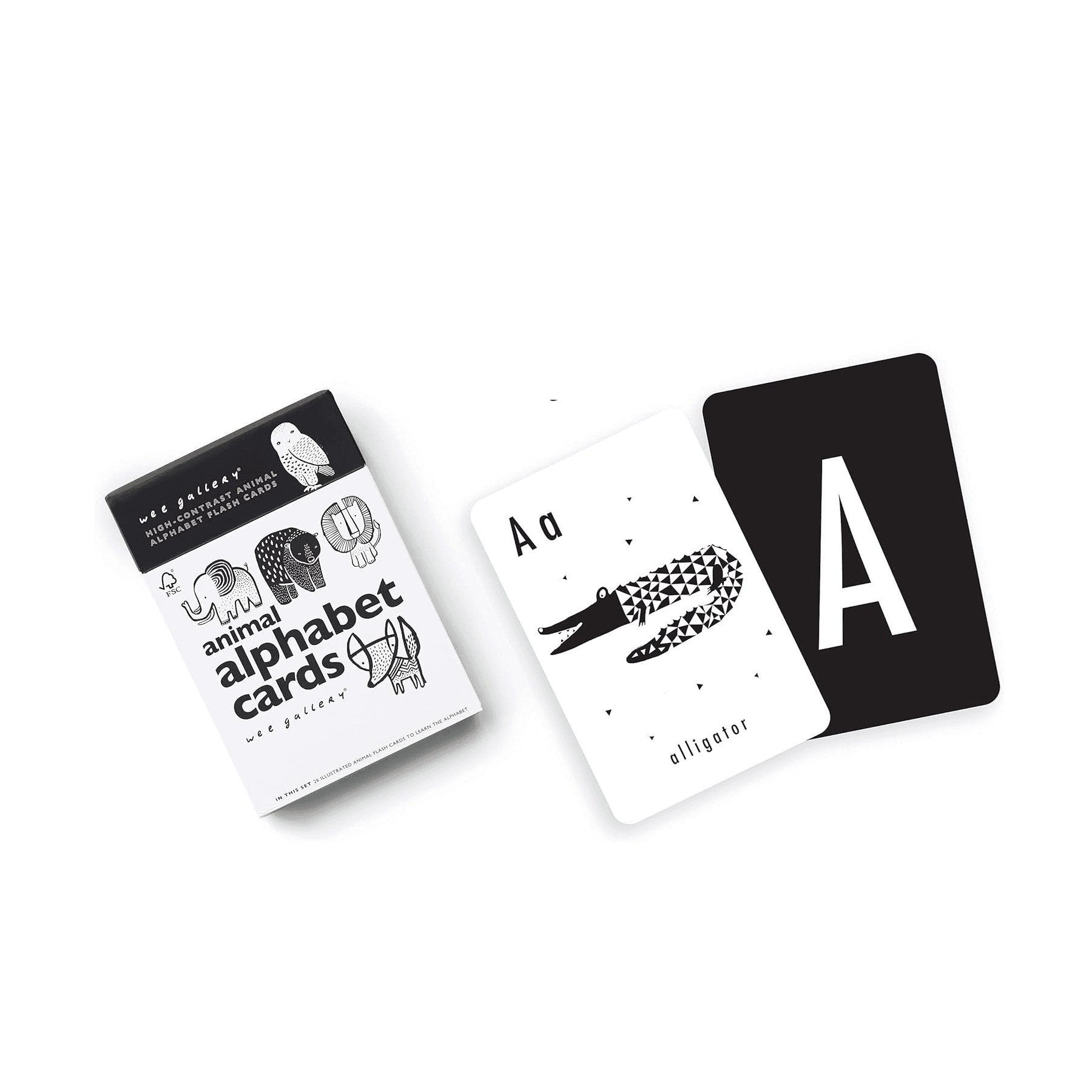 Montessori Wee Gallery Black and White Animal Alphabet Cards