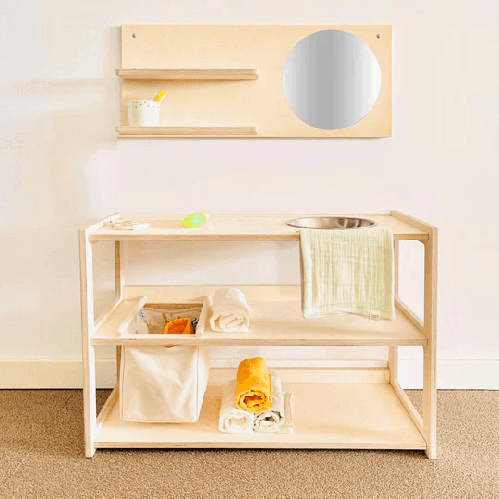 Montessori Simre Kids Self-care Station With Dirty Clothes Hamper