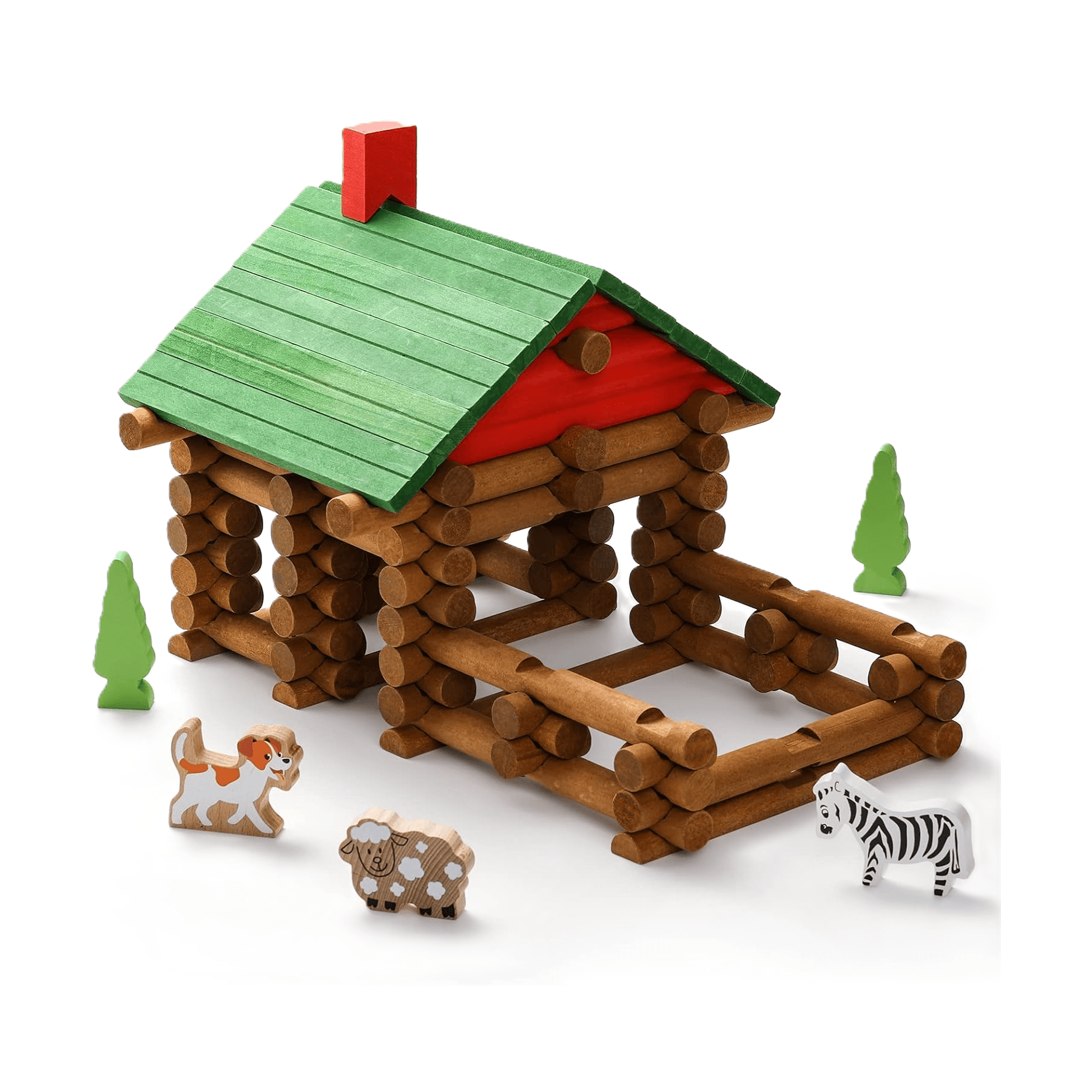 Montessori SainSmart Jr. Wooden Log Set 110 Pieces Farm