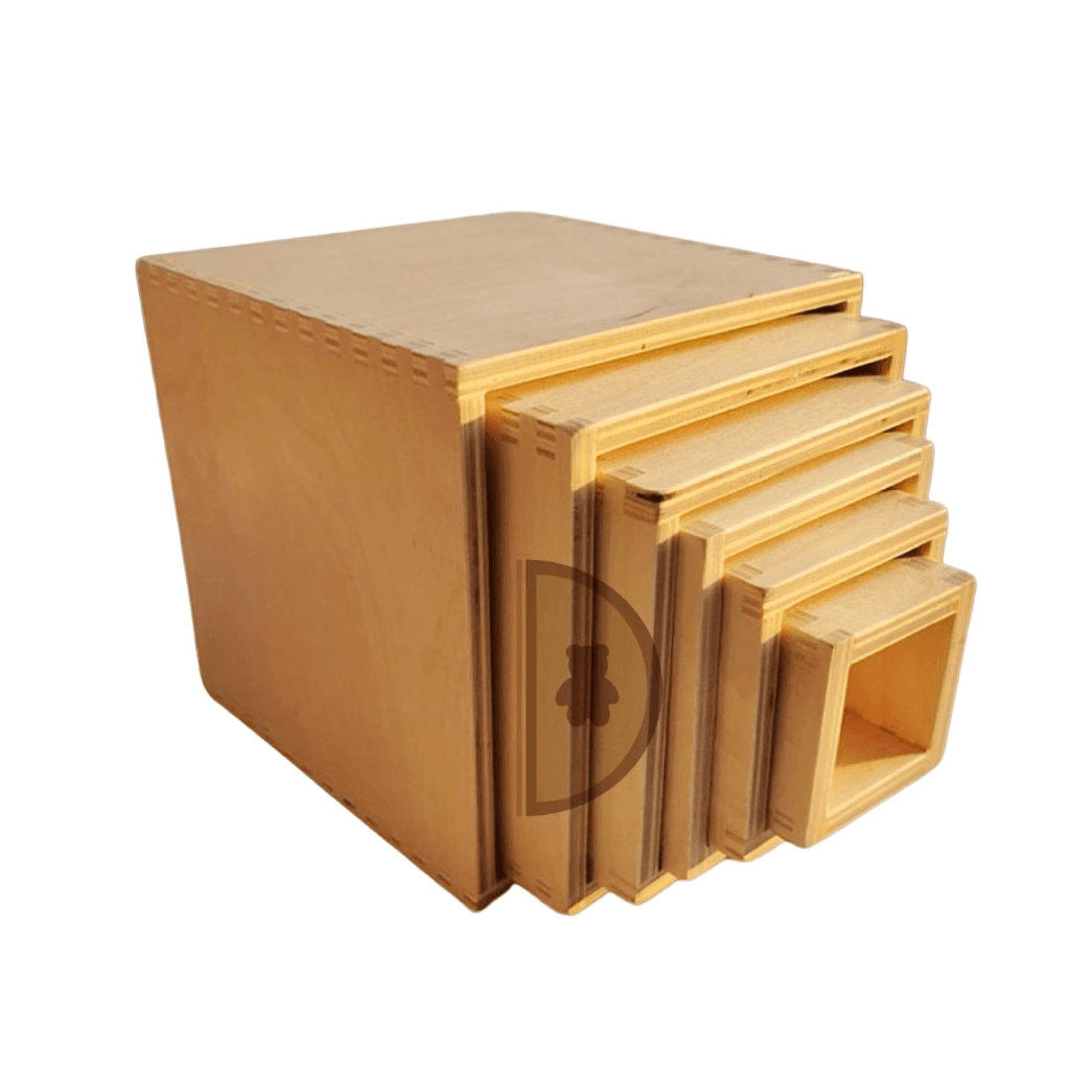 Montessori Di Little Corner 6 Pieces Wooden Nesting Boxes Unfinished Wood