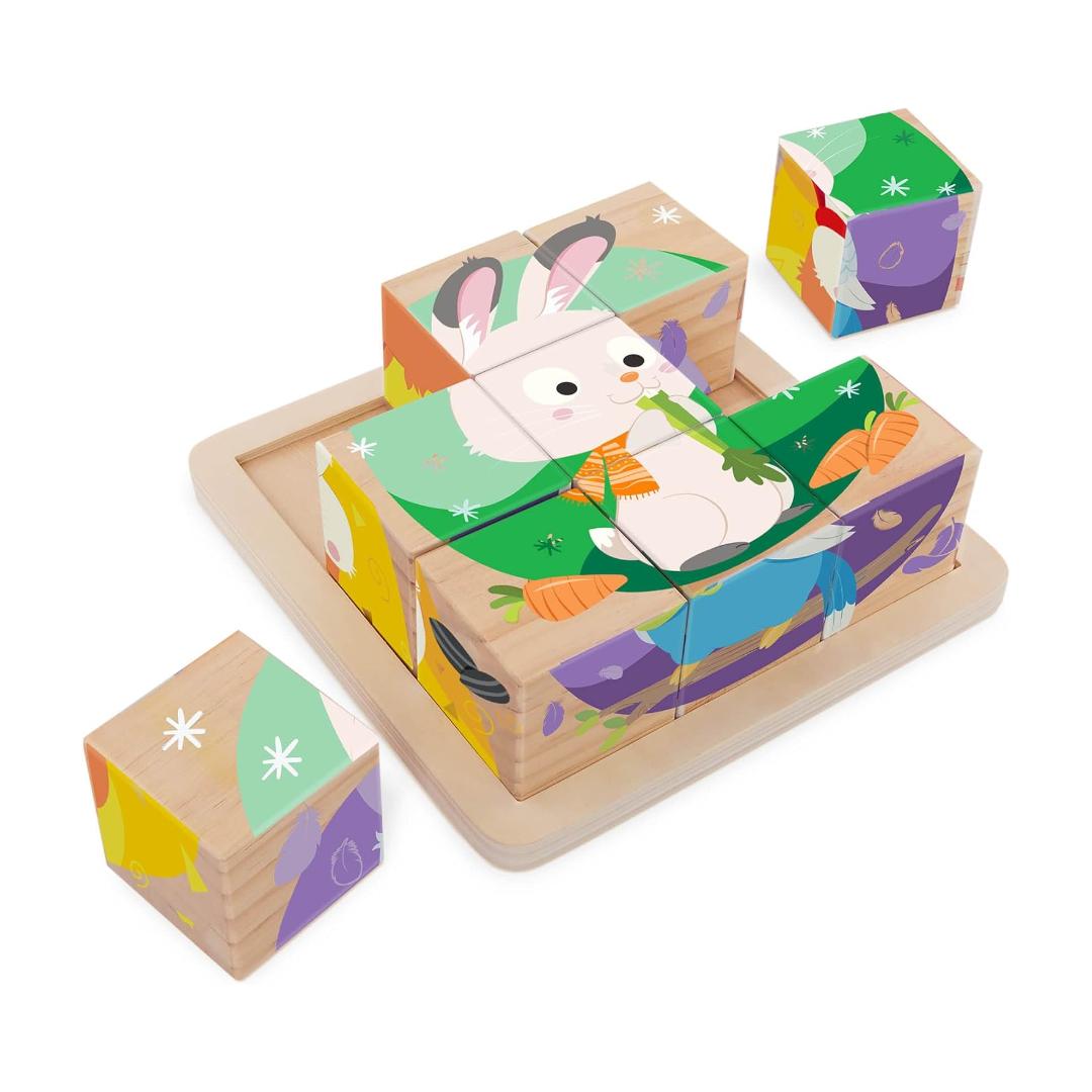 Montessori Battat Wooden Cube Puzzle Pets