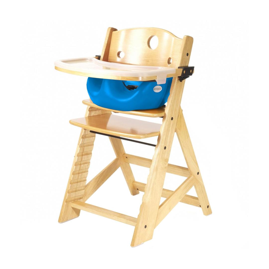 Montessori Keekaroo Height Right High Chair With Infant Insert & Tray Natural Aqua