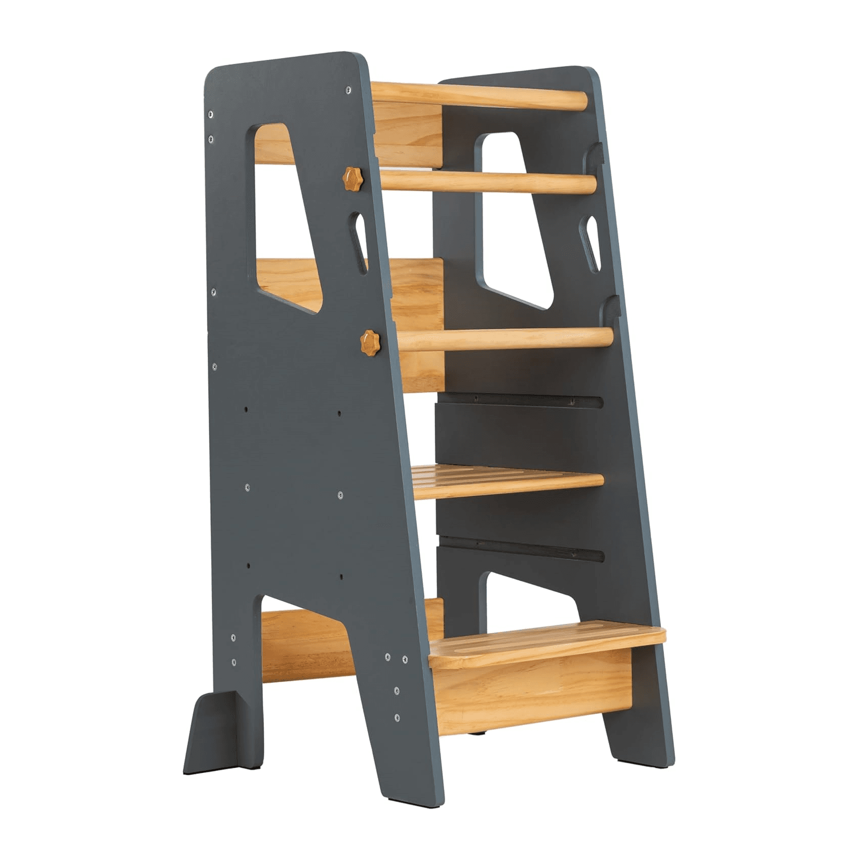 Montessori Ocodile Toddler Tower With Safety Feet Gray