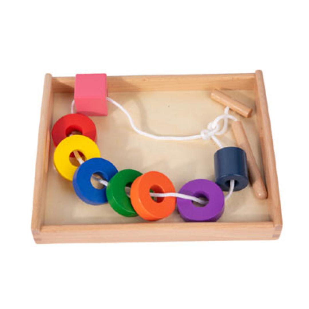 Montessori adena montessori lacing tray with bead set