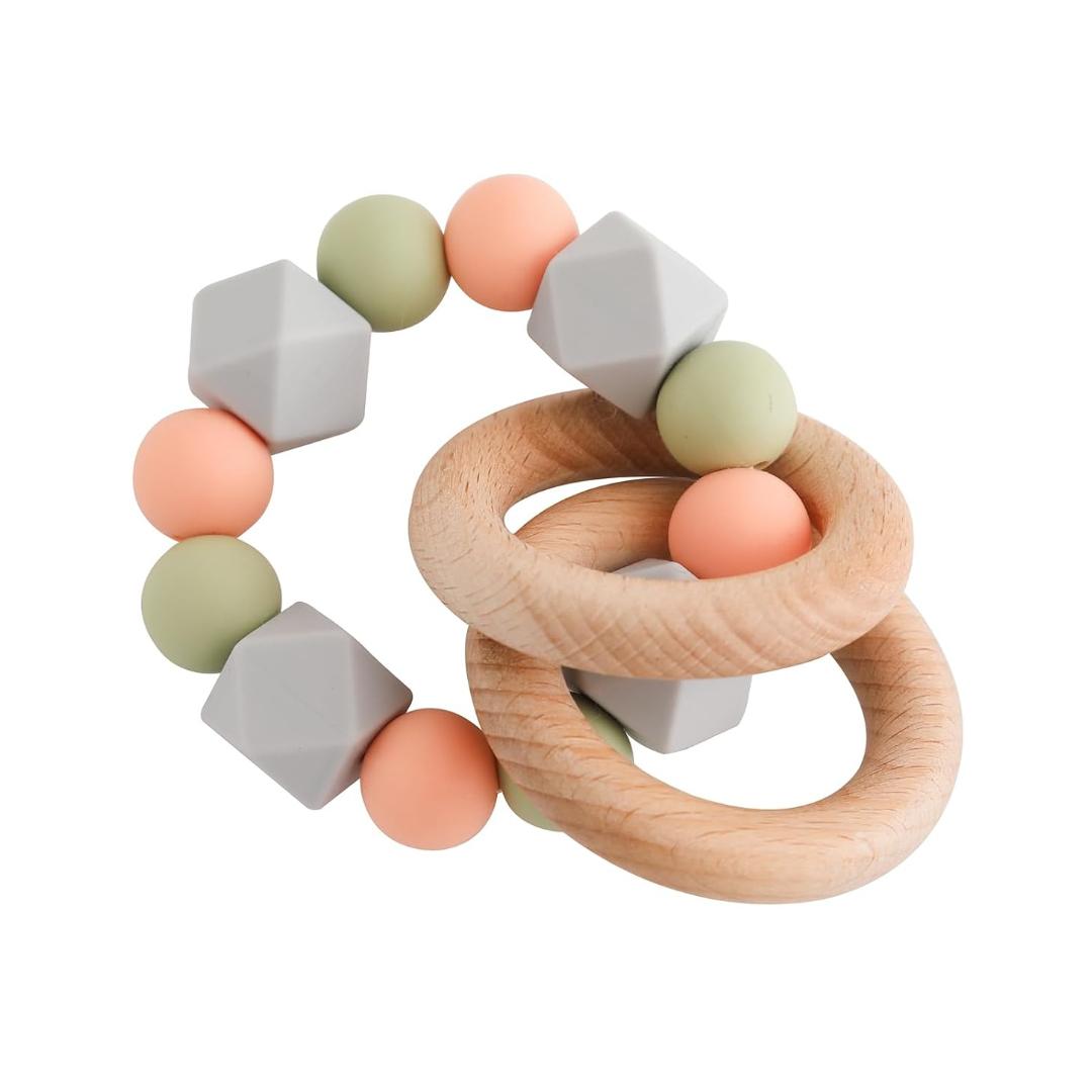 Montessori avenland ring rattle pink and green