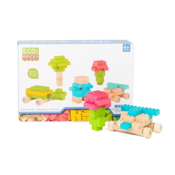 Montessori Once Kids Eco-Bricks Color Wood Bricks Education Medium Set