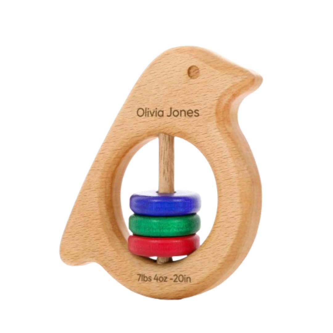 Montessori Ethan Walker Personalized Teether Rattle Primary Colors