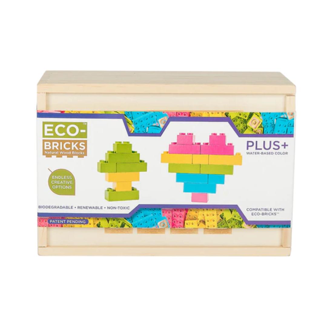 Montessori Once Kids Eco-Bricks Plus+ Color Wood Bricks 25 Pieces