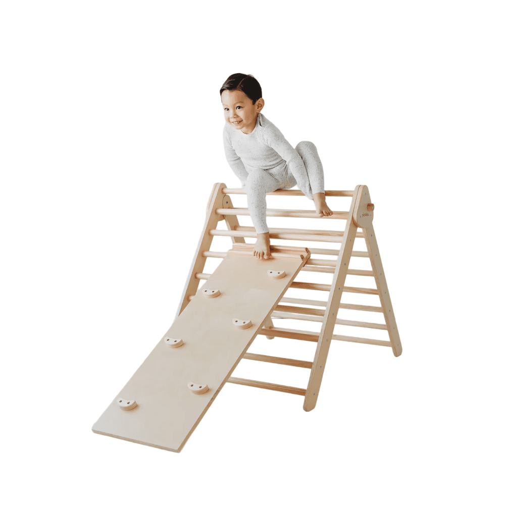 Montessori Piccalio Pikler Triangles With Reversible Rockwall/Slide Ramp
