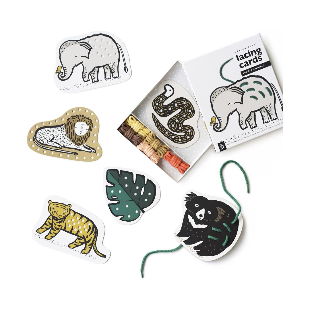 Montessori wee gallery lacing cards jungle animals