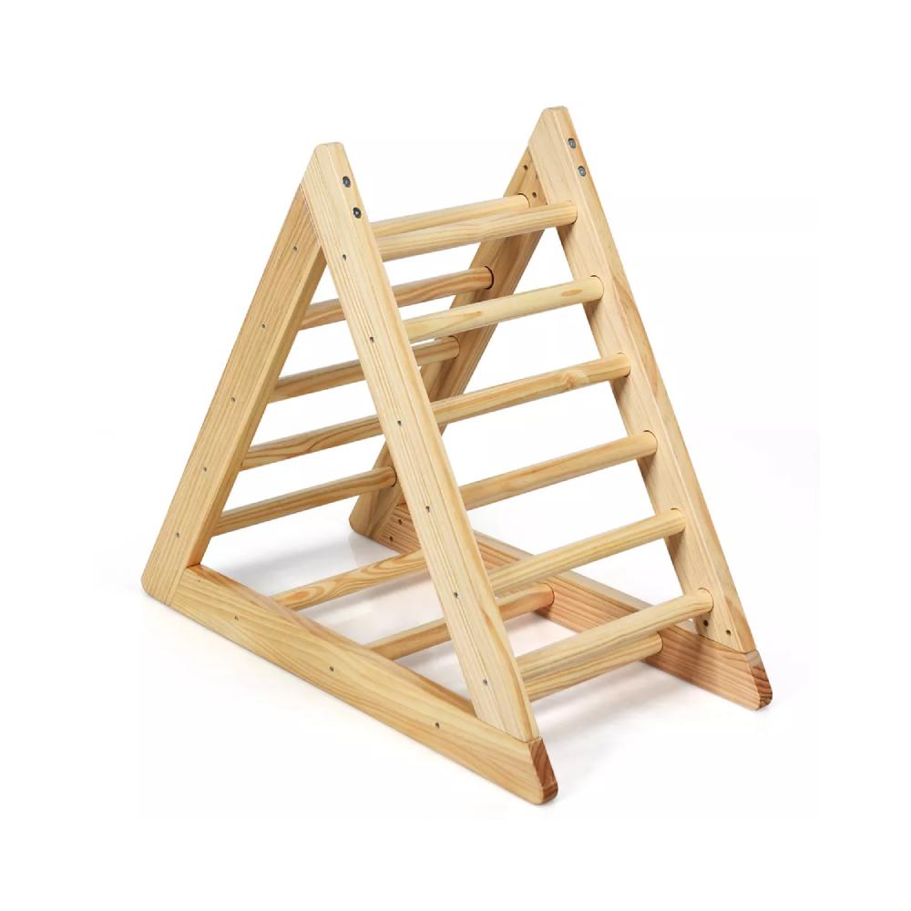 Montessori Costway Wooden Climbing Pikler Triangle Natural