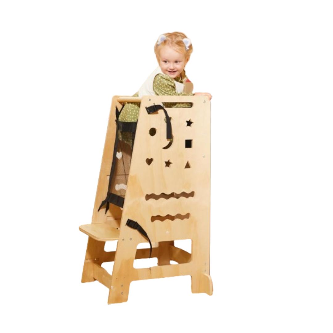Montessori KIDHABE Wooden Learning Tower With Whiteboard and Chalkboard Wood