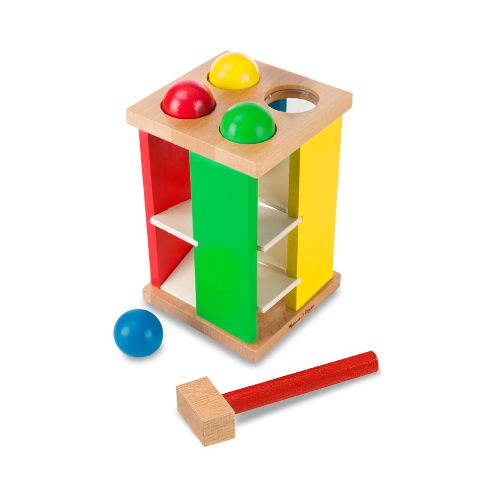 Montessori Melissa & Doug Deluxe Pound and Roll Wooden Tower Toy With Hammer
