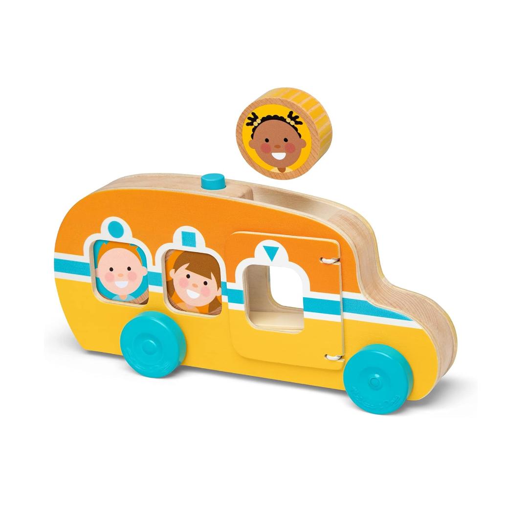 Montessori Melissa & Doug GO Tots Wooden Roll & Ride Bus With 3 Disks
