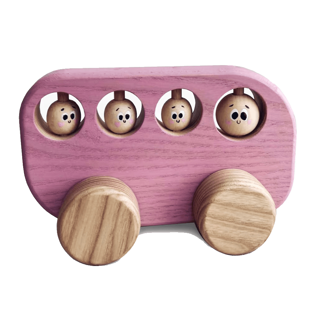 Montessori ODEAStoys Wooden Bus Pink