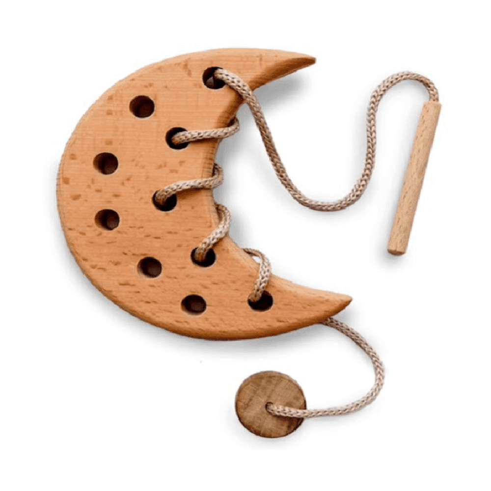 Montessori ODEAStoys Wooden Lacing Toy Moon