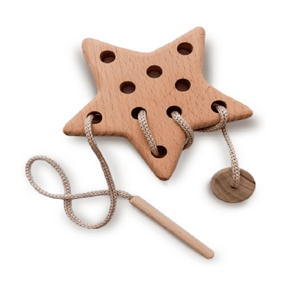 Montessori ODEAStoys Wooden Lacing Toy Star