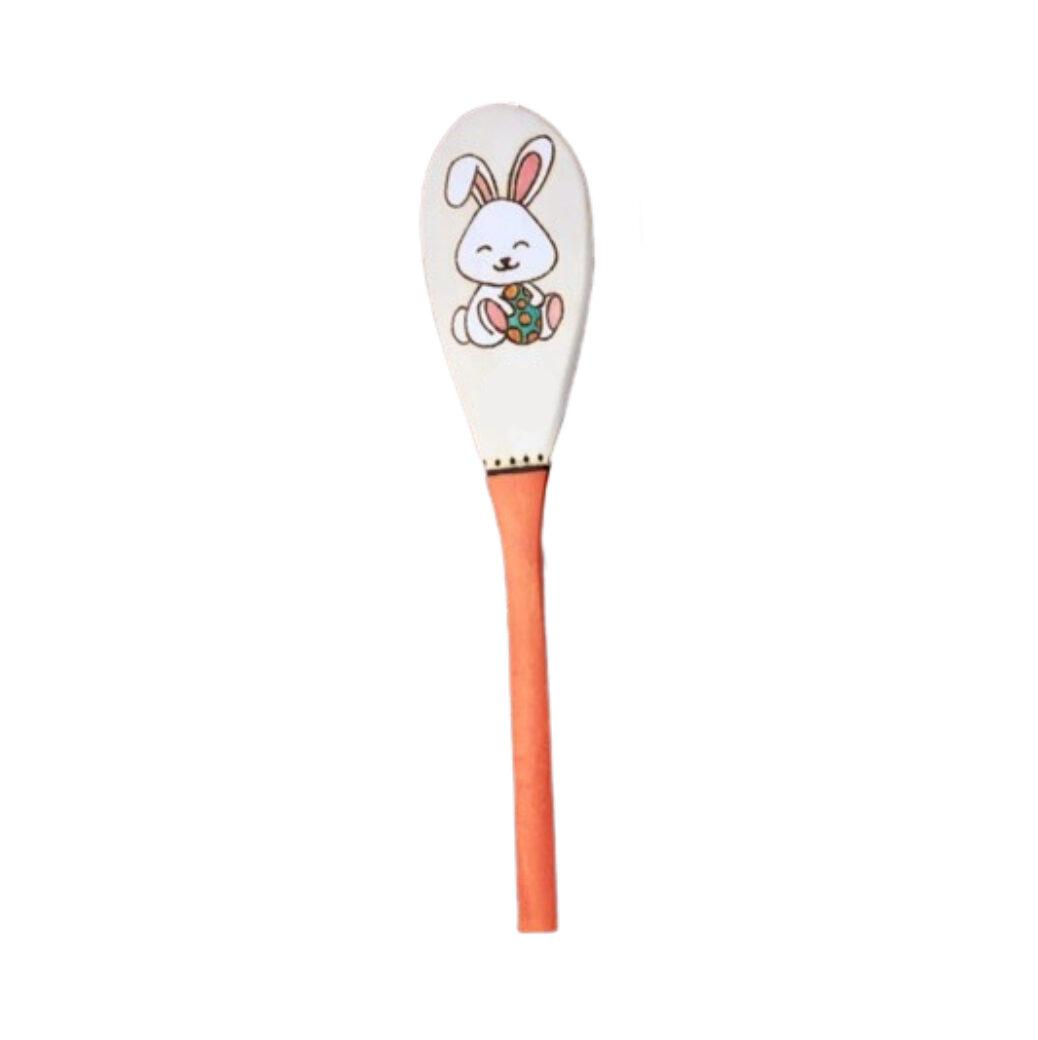 Montessori SueMadeThat Woodburned Mixing Spoon Easter Bunny A1