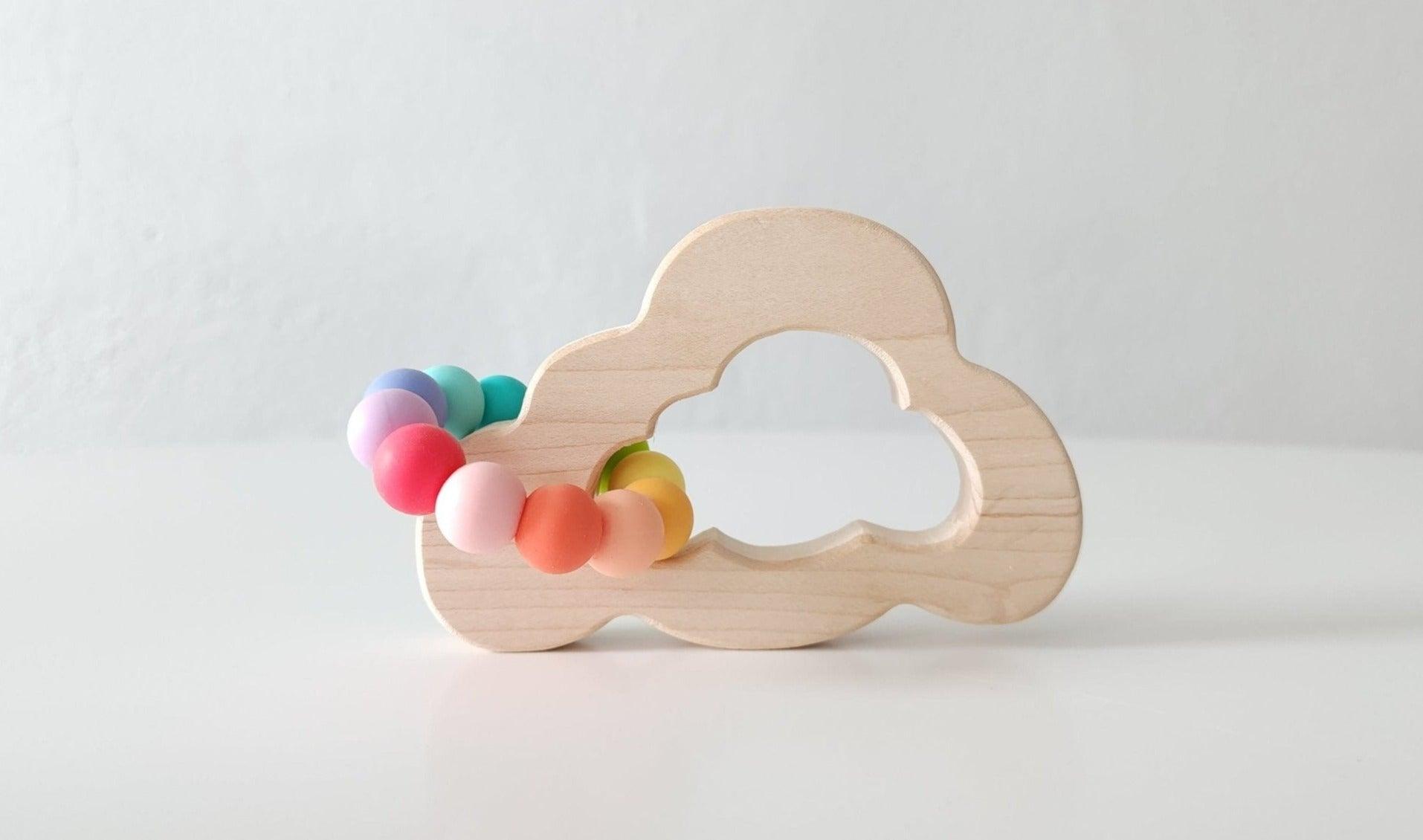 Montessori Bannor Toys Grasping Toy With Teething Beads Cloud