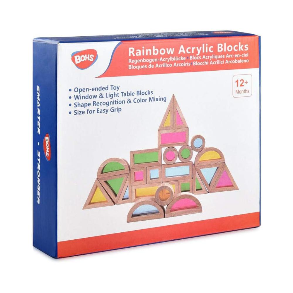 Montessori BOHS Wooden Rainbow Sensory Blocks 24 Pieces