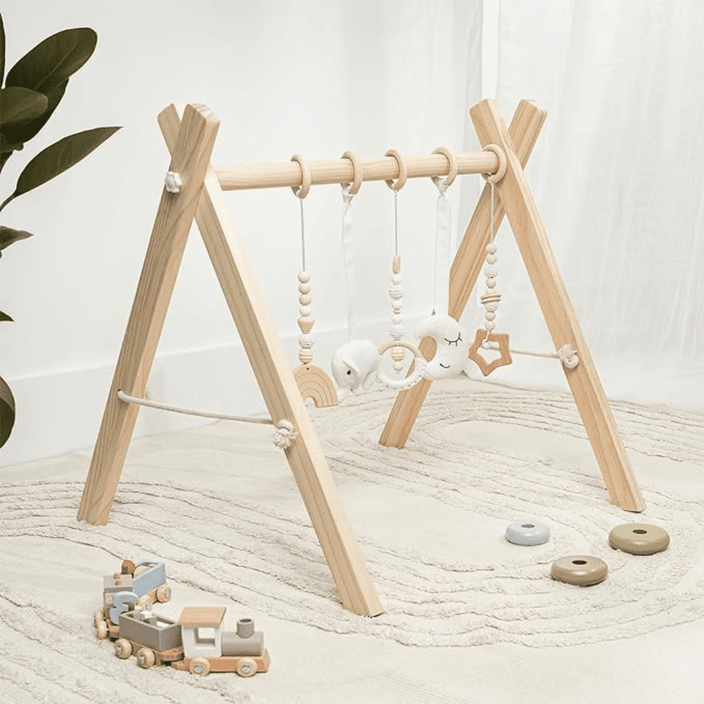 Montessori Comfy Cubs Foldable Wooden Baby Play Gym Set