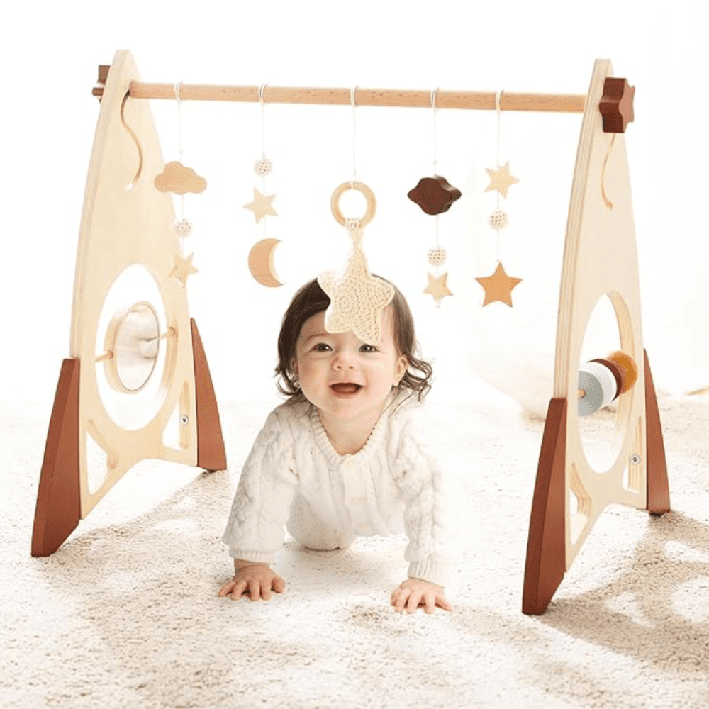 Montessori Let's Make Wooden Baby Play Gym Crochet Stars