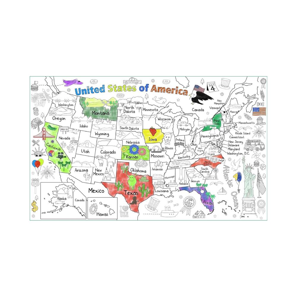 Montessori PartyGarden US Map Giant Coloring Poster