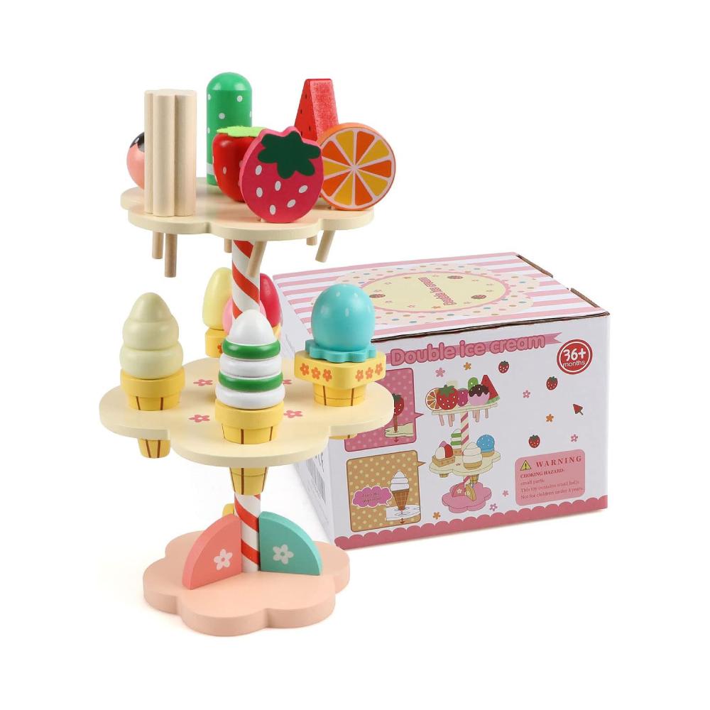 Montessori Steventoys Wooden Ice Cream Stand Toy Set