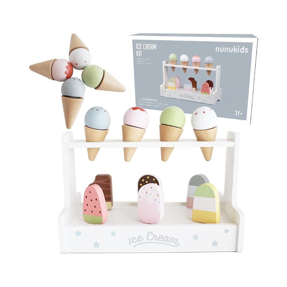 Montessori nunukids 10 Pieces Wooden Ice Cream Set
