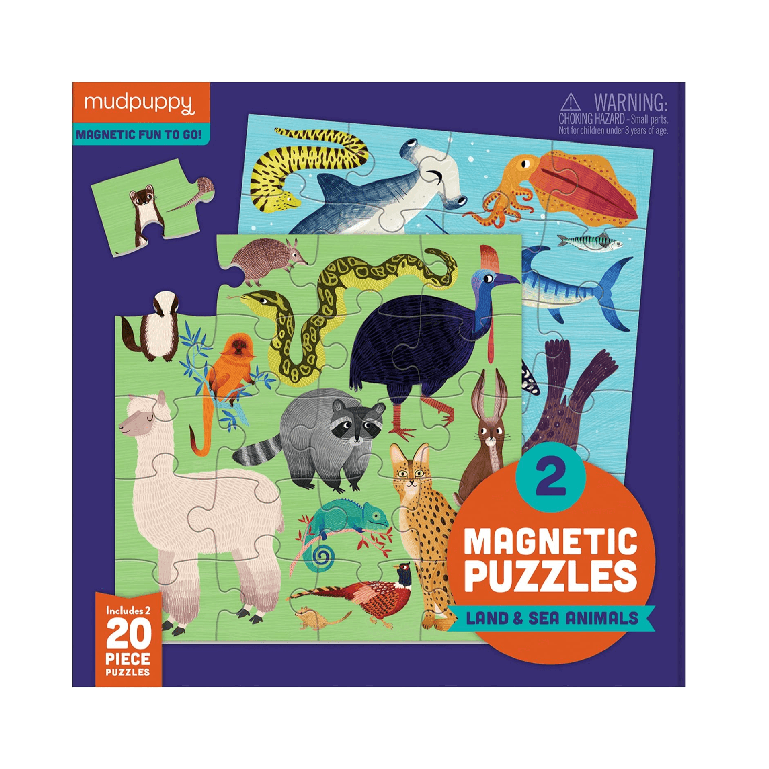 Montessori Mudpuppy Magnetic Jigsaw Puzzle Land & Sea Animals