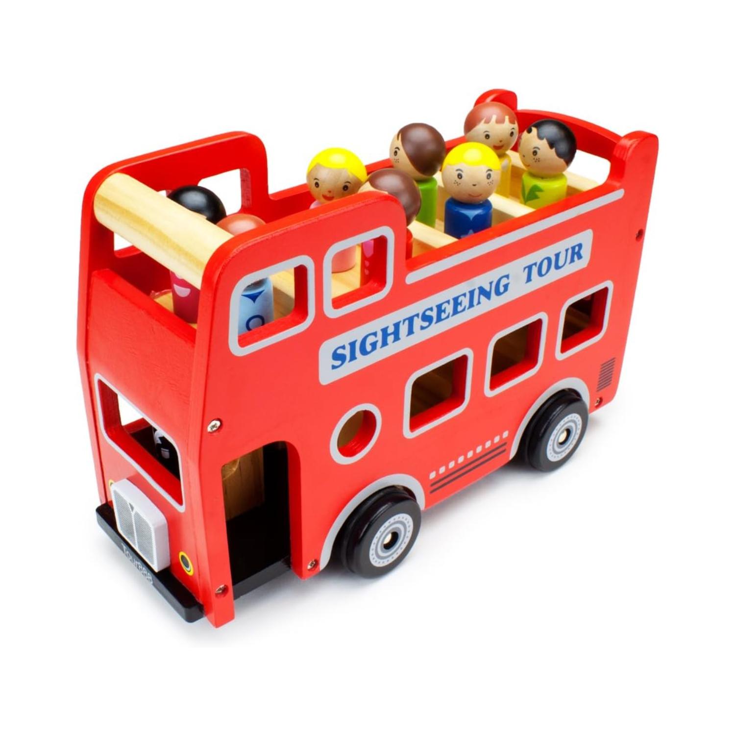 Montessori Imagination Generation Double-Decker Wooden Bus Toy