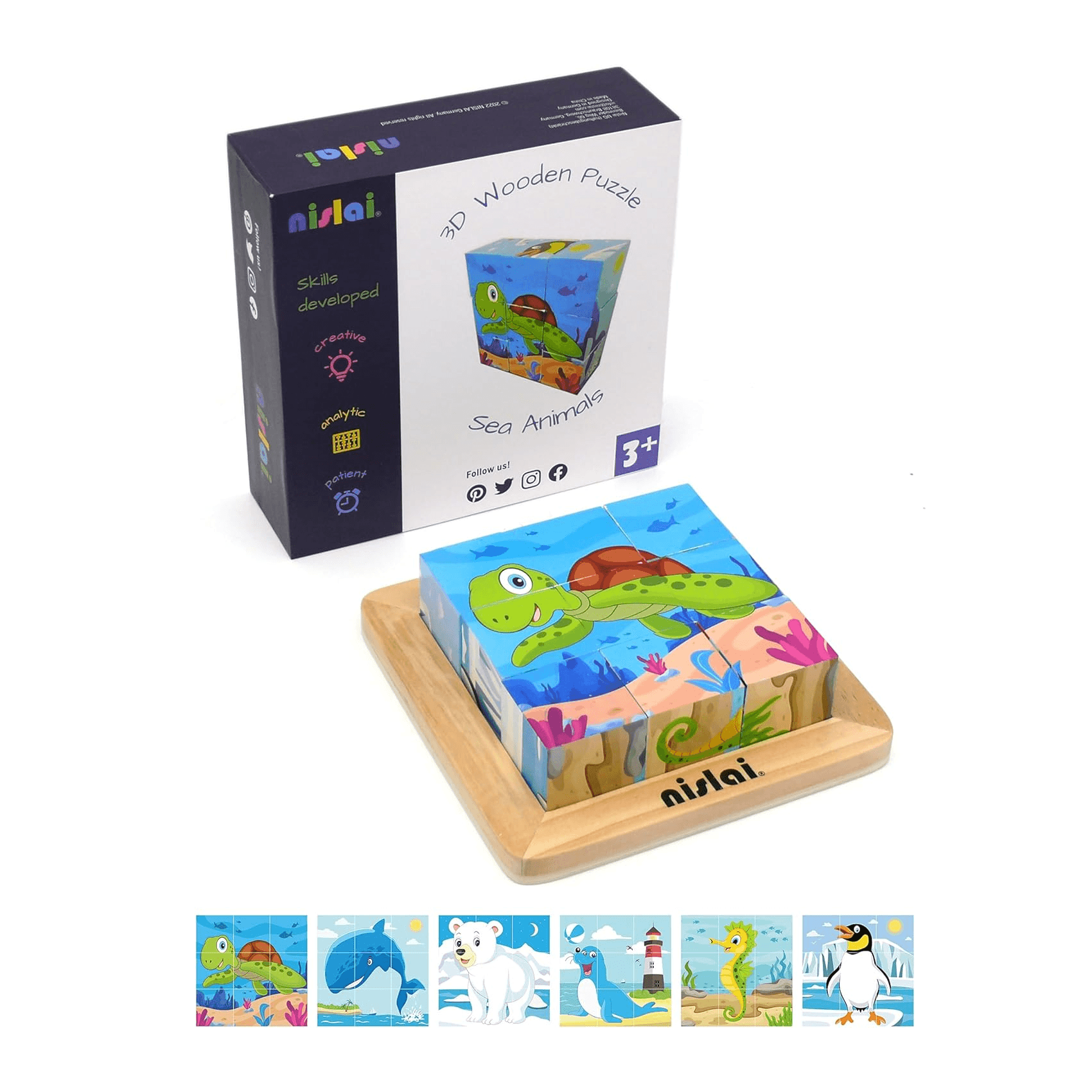 Montessori Nislai Cube Puzzle Sea Animals