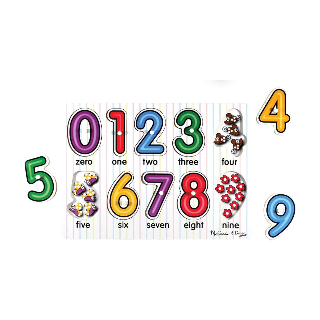 Montessori Melissa & Doug Lift & See Numbers Wooden Peg Puzzle