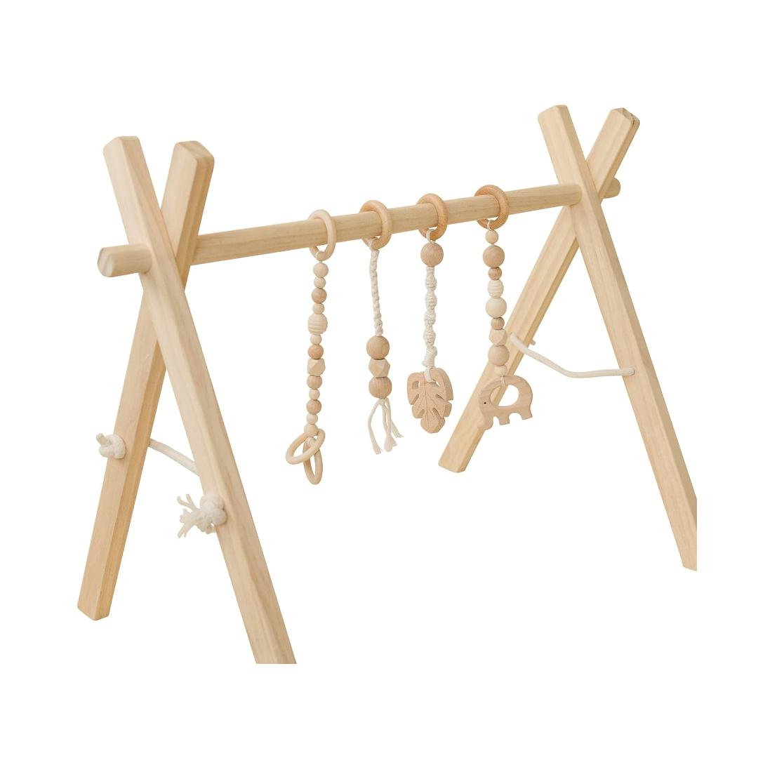 Montessori Poppyseed Play Wooden Baby Play Gym Natural Wood Macrame Toys